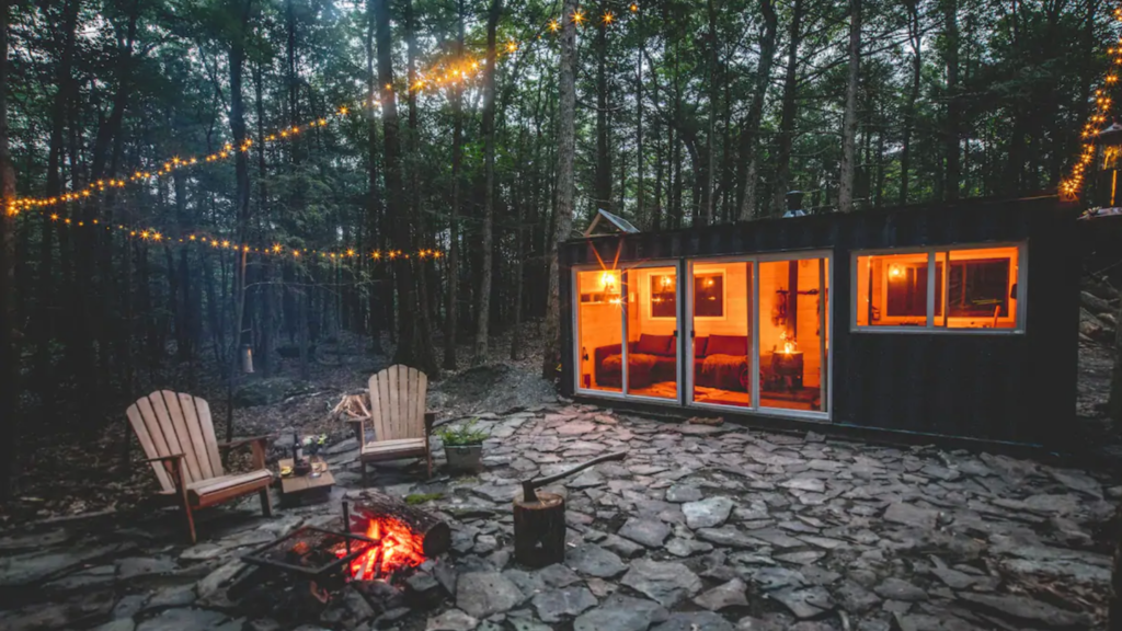 shipping container cabin, Catskills airbnb