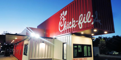Chick fil a shipping container drive thru