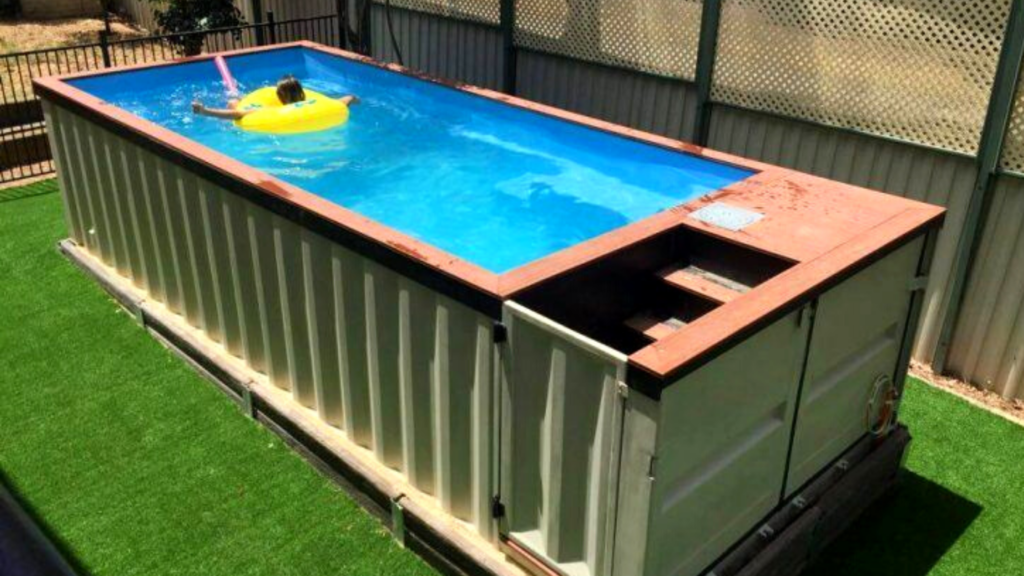 Shipping container pool features